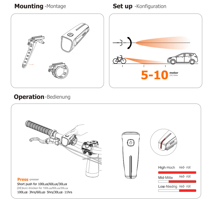 HEPHA Bicycle Lighting Set 100Lux - Image 5